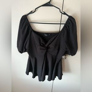 Shein Curve Chic Black Puff Sleeve Blouse